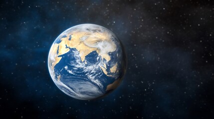 Stunning Earth globe vividly detailed against a dark starry backdrop. AI Generated