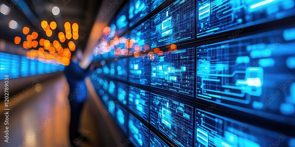 Poster A close-up captures two engineers working on a high-tech drone interface in a control room filled with futuristic displays and advanced technology.