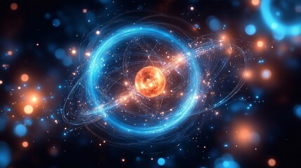 Obraz premium Exploring the Vibrant Dynamics of Cosmic Energies and Orbits