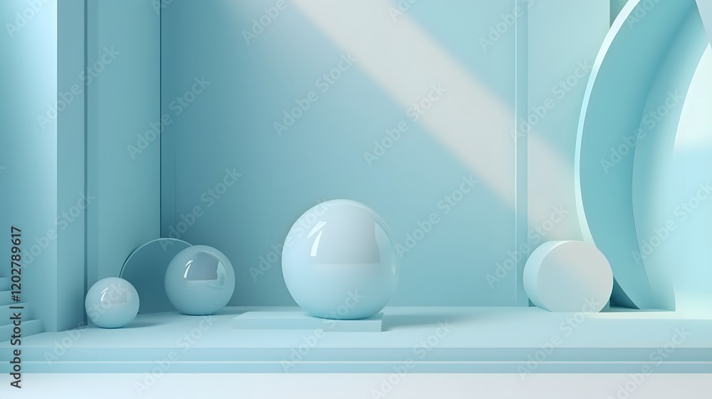 Aufkleber dynamic abstract shapes showcase modern studio digital art minimalist environment front view contemp