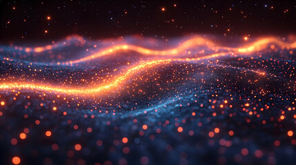 Obraz premium Abstract Glowing Particle Wave Background with Dynamic Energy Flow