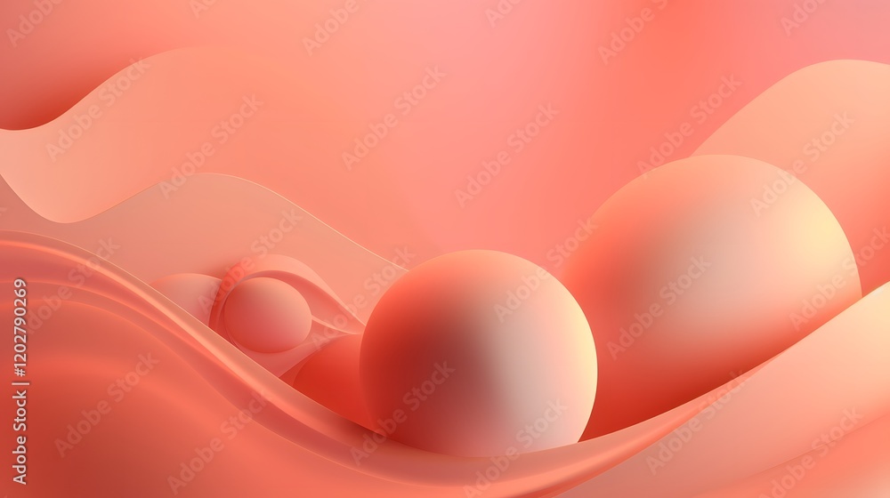 Poster floating soft spheres abstract art digital design calm environment close-up view fluidity concept