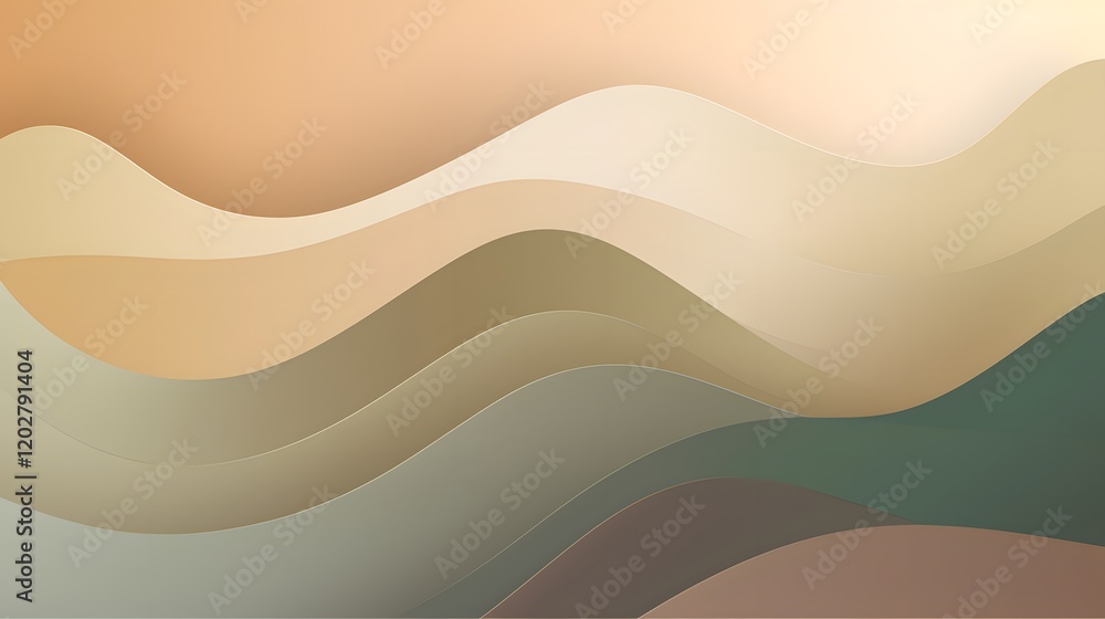 Aufkleber flowing abstract waves digital art soft color palette calm environment artistic viewpoint serenity c