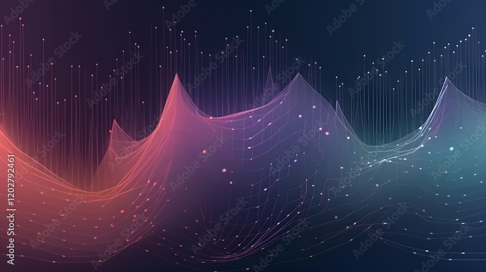 Poster dynamic data visualization waves digital realm infographic abstract environment aerial view innovati