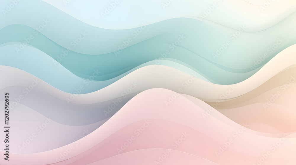 Aufkleber flowing abstract waves digital art background design soft color palette serene environment modern co