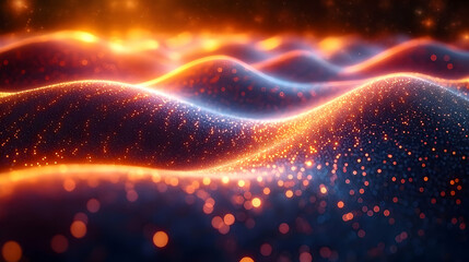 Abstract Glowing Particle Waves Energy Background Texture