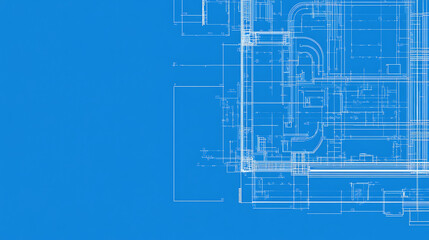 Abstract Blue Geometric Background with White Lines and Grid