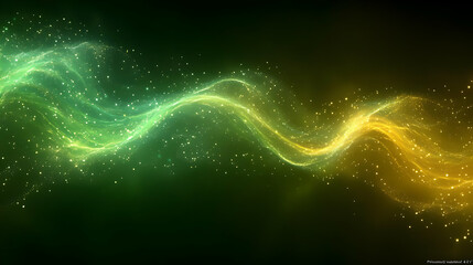Abstract Green and Gold Particle Wave Background