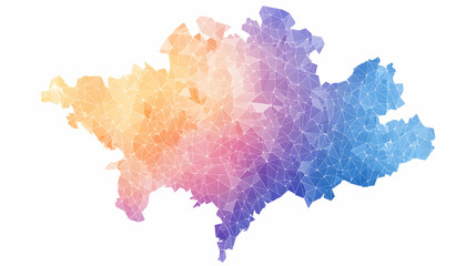 Abstract polygonal map of a city at sunset, useful for urban planning presentations