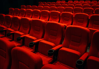 Fototapeta premium 赤いシートの映画館イメージ