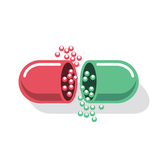 Capsule vector, powder falling form capsule vector, logo design element