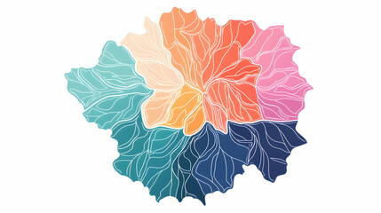 Colorful abstract map design, segmented regions, swirling lines, white background, infographic use