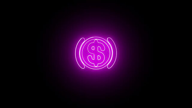  neon bitcoin icon animation