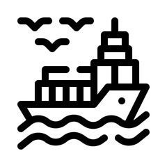 Cargo ship line icon