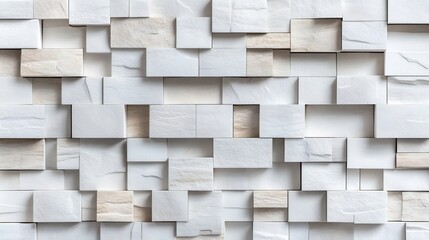 Abstract White Cubes Textured Wall Background. AI Generated