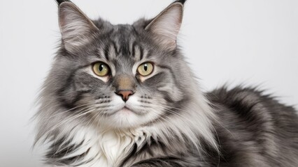 Obraz premium Portrait of Blue maine coon cat on grey background