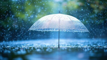 Transparent umbrella in heavy rain. (1)