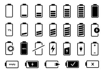 Battery icons set illustration, vector file