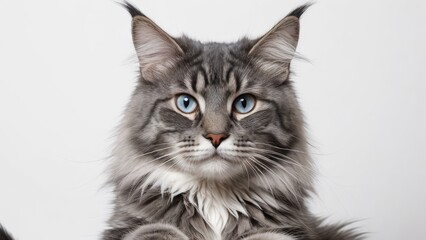 Obraz premium Portrait of Blue maine coon cat on grey background