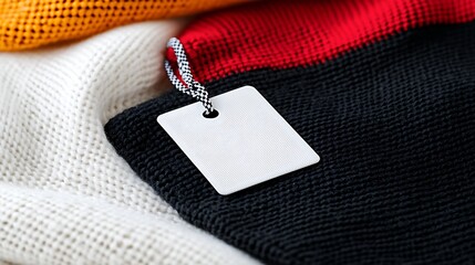 Close-up of Knitted Fabric with Clothing Tag