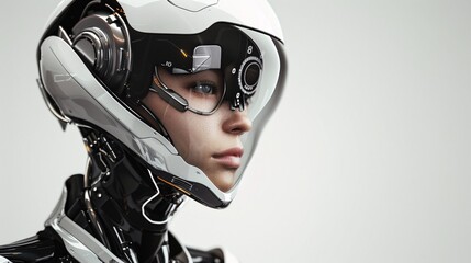 European supermodel with a cyborg head, visual dictionary style photo, elegant appearance