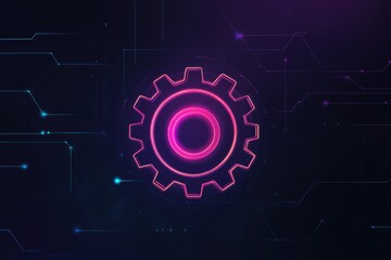 Obraz premium Tech Gear Icon with Vibrant Gradients and Bold Outlines
