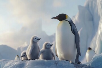 Fototapeta premium Emperor Penguin Family