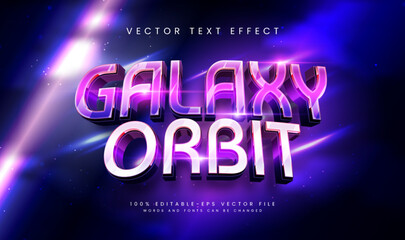 3d galaxy orbit editable vector text effect, with elegant purple concept