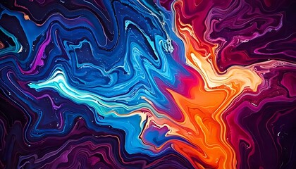 Obraz premium Fluid colors blend in a mesmerizing, abstract wave of vibrant hues.