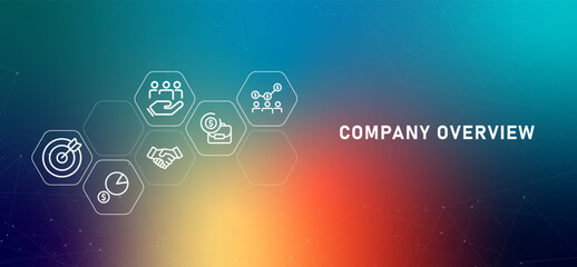 Company overview profile summary in brief corporate information gradient header introduction organization presentation