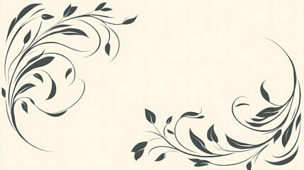 Elegant Floral Design with Swirling Branches and Leaves