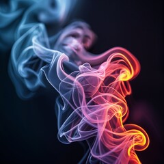 Fototapeta premium An intricate abstract background of colorful smoke trails against a black background