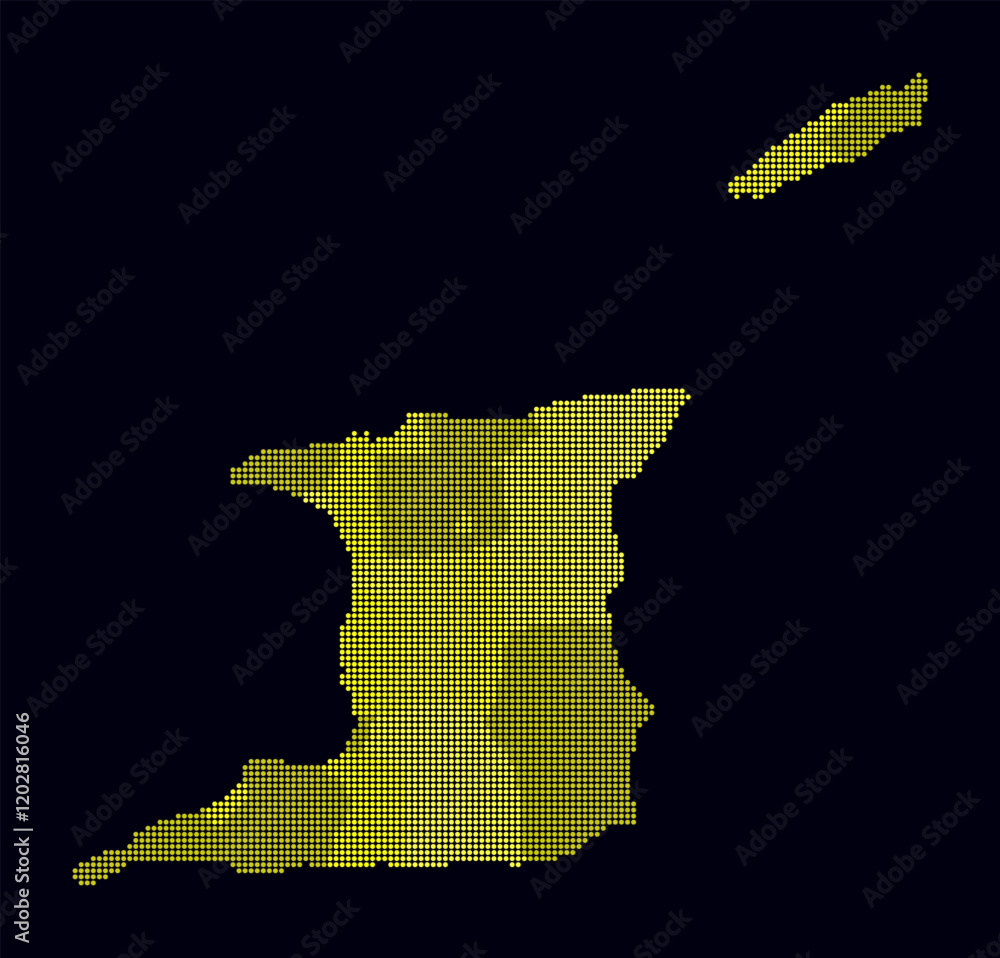 Poster trinidad and tobago dotted map. digital style map of the country on a dark background. trinidad and 