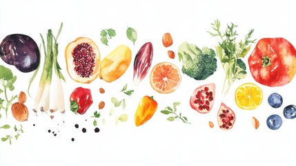 A creative display of a raw food breakfast, featuring uncooked fruits, vegetables