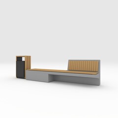 3d render bench park design element. Furniture Collection