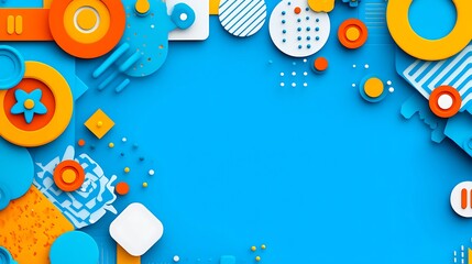 Abstract Blue Background With Orange And Blue Shapes