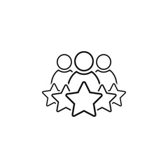 Group, team of masters, specialists. Vector linear icon.