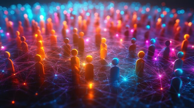 A digital representation of interconnected figures symbolizing networking and community.