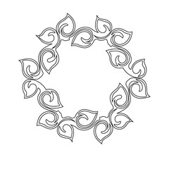 Floral Design A classic black and white floral design element featuring elegant, curved leaves and intricate detailing. Ornamental Perfect for use in decorative borders, logos