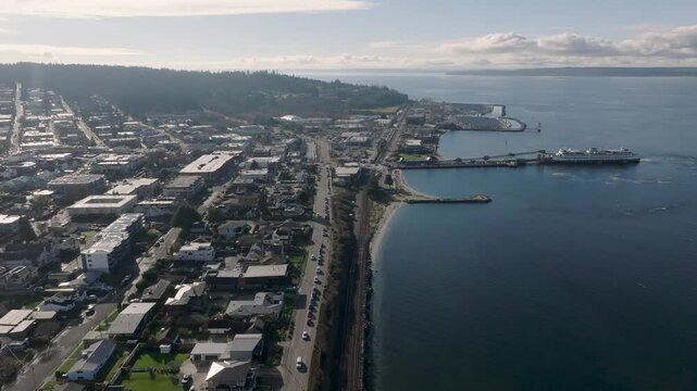 Edmonds Ferry near Seattle Washington, Brackett's Landing, Sunset Beach, Port of Edmonds on Puget Sound