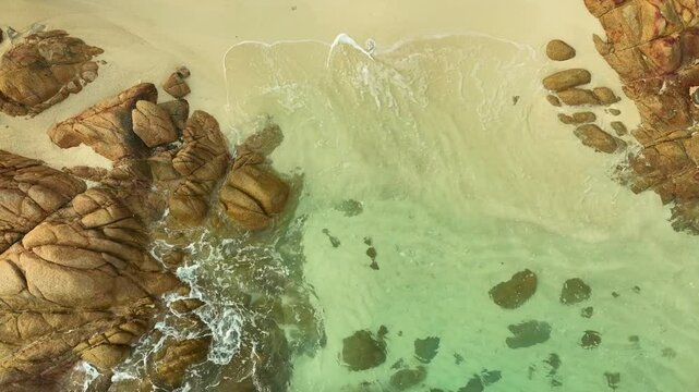 Nature of the beach and sea Summer with sunshine, sandy beaches, clear blue waters sparkling against the blue sky. On an island with good ecology and environment Background for summer vacation