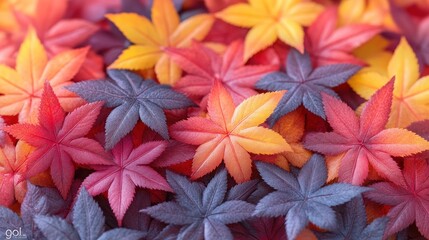 Obraz premium Vibrant Autumn Leaves Pattern in Rich Colors for Seasonal Designs
