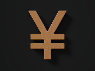 Perforated leather yen symbol