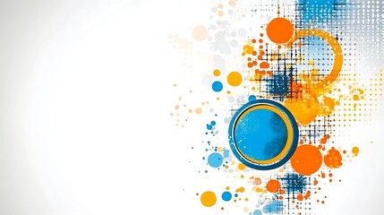 Obraz premium Abstract Design Featuring Blue Orange Circles and Splashes