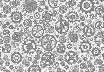 Gears and cogs seamless background, vector mechanical engineering endless wallpaper, fix and repair theme tiling pattern, elements can be used separately
