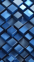 Fototapeta premium Blue and Turquoise 3D Blocks Background with Modern Tech Design, Aligned Multisized Blocks in Futuristic Geometric Pattern, Sci-Fi Themed Digital Art, Minimalist Illustration