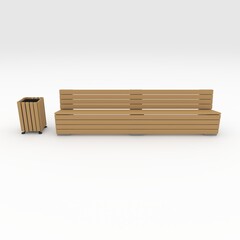 3d render bench park design element. Furniture Collection