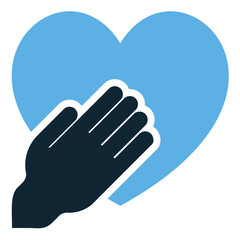 Honestly Icon Vector , A minimalist illustration of a hand on a heart, symbolizing truth, sincerity, trust, and integrity. Perfect for ethics, honesty, and personal values projects or designs.