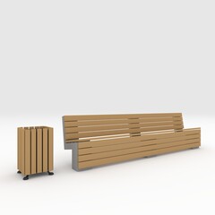 3d render bench park design element. Furniture Collection