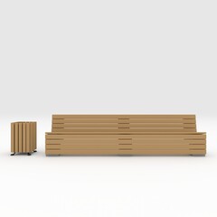3d render bench park design element. Furniture Collection